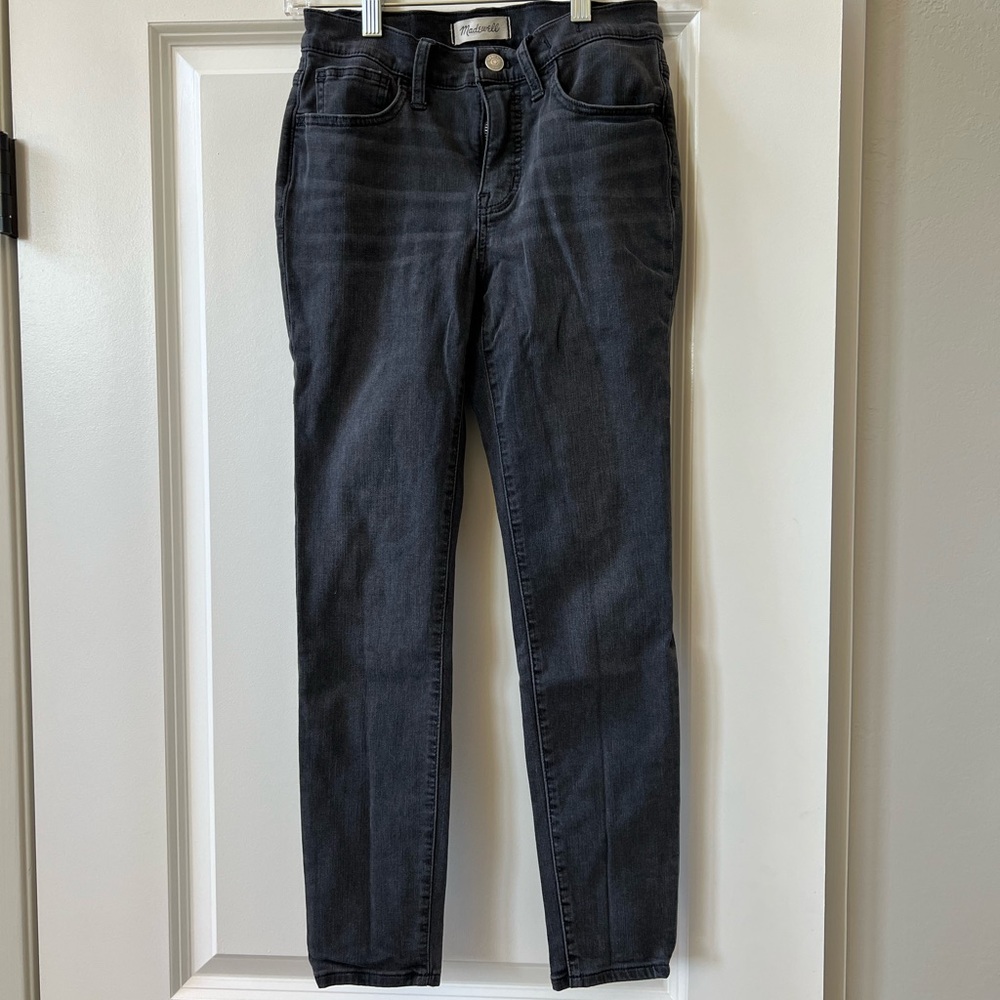 Madewell roadtripper jeans in ashmont wash (washed black color)